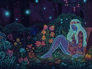 Beautiful lady relaxing in a zen garden 