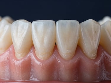 Artistic macro shot of healthy dental anatomy, soft diffused side-lighting, editorial luxury photography style.