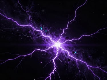 A glowing neon purple cosmic rift tearing through a dark space-black void, cinematic low-key lighting, anamorphic lens flare