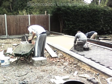 Stonemason Landscapes History Old Photo Laying Block Pavers