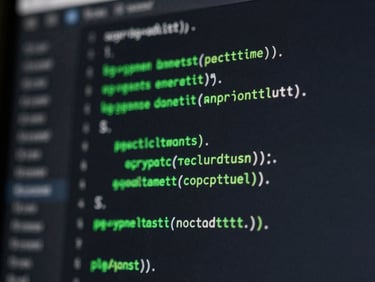 Sleek macro shot of clean code on a high-resolution screen, dark ambient studio lighting, electric volt green accents, high contrast, macro depth of field, 35mm