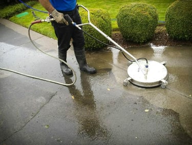 Man surface cleaning side walk in Bean Station, Tn 37708