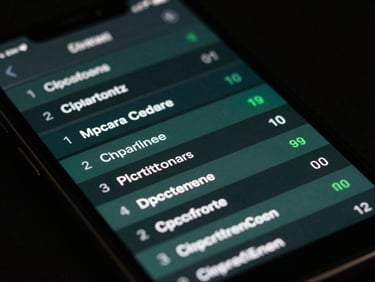 Macro shot of high-end smartphone screen showing cryptographic ledgers, dark technical environment, low-key lighting.