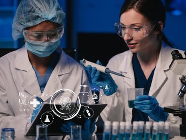 Scientist works with a pipette and a test tube scientific laboratory of biotechnology development