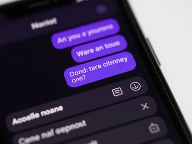 Macro close-up of a smartphone screen displaying a voice note transcript in a premium dark-mode interface, key tasks highlighted in vibrant purple, soft shadow-diffused lighting, clean white background.
