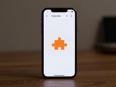 Clean front-on Android phone mockup showing a minimalist logic puzzle interface with orange accents.