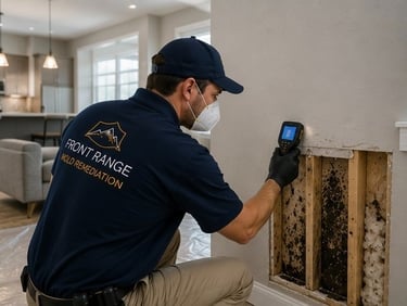 mold remediation specialist inspecting newer residential property in Northgate Colorado Springs neighbourhood