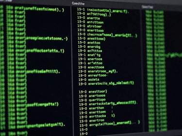 High-contrast dark-mode UI photography of a terminal window displaying cryptographic encryption logs, green monospaced text on a deep black background, moody neon backlighting, macro lens, sharp focus
