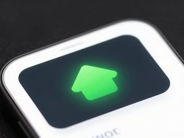 Macro close-up of a mobile screen showing a productivity app interface with clean monospaced elements, dark tech aesthetic, sharp neon lighting.