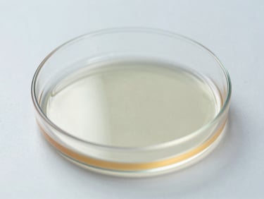Isolated clinical macro shot of a scientific petri dish on a sterile white surface, bright laboratory lighting, crisp detail.