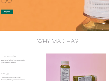 Bottles of Magic Mind matcha tea displayed on a pink background for energy and focus.