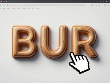 A front-on view of an interactive web canvas displaying three-dimensional typography that warps smoothly under a clean cursor