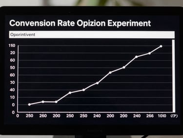 Clean, high-contrast conversion rate optimization experiment log showing split-test results and statistical significance metrics, natural daylight.