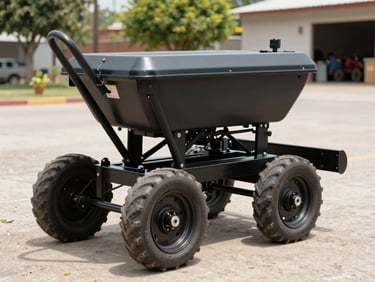 Used agricultural planter in the Pachuca yard under bright natural daylight, eye-level three-quarter view, sharp focus on mechanical details, crisp outdoor vehicle photography.