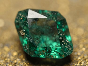 Extreme macro photograph of a Panjshir emerald facet, electric green brilliance, raw stone texture visible in the shallow depth of field