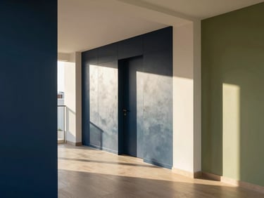 Contemporary apartment interior in Mexicali, clean lines, natural daylight, warm editorial architectural photography