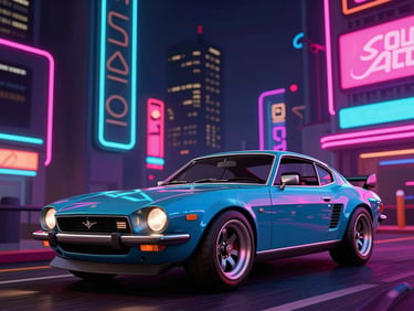 Action scene of GTA San Andreas mobile, neon city lights, retro sports car, high-contrast digital game art, 8k resolution