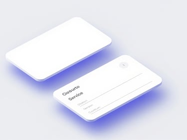 Close-up of a professional consultant portfolio showing clean service cards and contact form, isometric