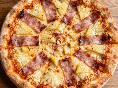 Close-up of a Neapolitan pizza with 'nduja sausage and roasted red peppers, vibrant orange and red tones, intense firelight glow.