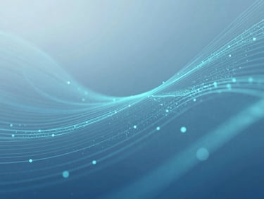 Abstract digital representation of encrypted data flowing securely, with subtle lines and nodes, in calming blue and teal tones, clean digital overlays.