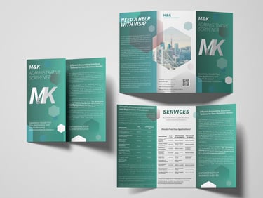 Grafički dizajn promotivnog letka za usluge odvjetničkog ureda, priprema za tisak s modernim izgledom i naglaskom na cijene.