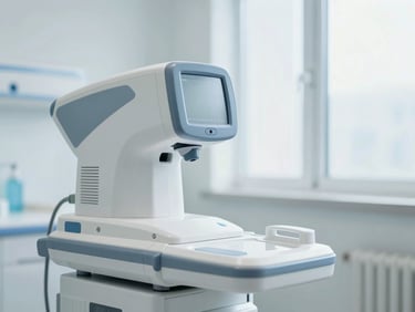 Clean clinical photography of high-quality medical equipment in a bright, modern hospital setting, cool sterile tones, professional editorial style, 35mm lens