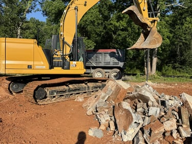 Demolition site with concrete removal