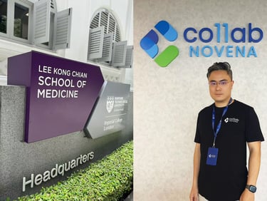 LifeSync Robotics co-founder Fong Lau in front of new office at co11ab at NTU LKC School of Medicine