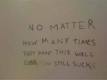 Cobb Wall at Lovett College affirming Cobb sucks