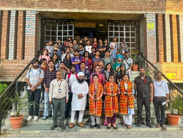 Group of students and professors outside Lovely Professional University