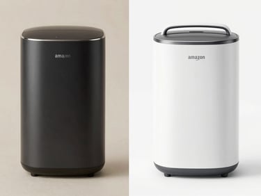 High-contrast before and after comparison split-screen of an Amazon product main image, showing a dull original vs a bright, high-impact optimized render