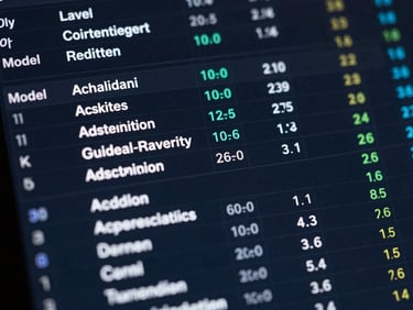 Macro close-up of a high-fidelity UI dashboard showing model citations and vector coordinates, high-contrast digital glow on deep slate background, sharp focused light.
