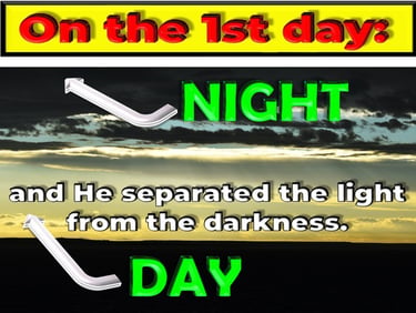 God separated light from darkness on Day 1 of Creation. Designed by Debbie Dunn using PowerPoint & P
