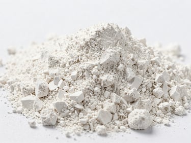 Close-up of dolomite mineral powder, slightly off-white, under bright high-key lighting, sharp focus on texture, minimalist composition, 35mm