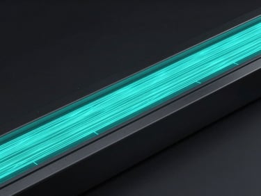 Abstract 3D render of a data pipeline with vibrant neon-cyan pulses flowing through a dark metallic channel, sleek low-key studio lighting.