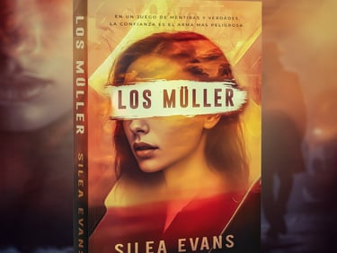 Book cover for Los Müller by Silea Evans featuring a woman's portrait with orange and red cinematic tones.