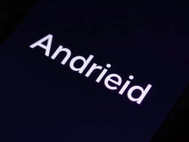 Macro shot of a high-contrast minimalist Android launcher UI on a dark screen, glowing electric violet accents, sharp monospace typography, sleek tech photography