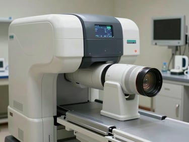 Detalle de un tomógrafo clínico de alta tecnología en un entorno médico limpio y ordenado