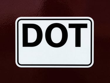 Detailed shot of a truck's DOT compliance sticker or a secure load manifest, hinting at regulatory adherence, in a high-contrast industrial setting, sharp details.