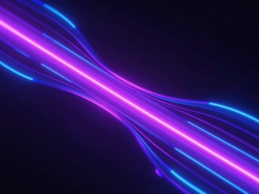 Abstract 3D render of flowing digital streams of light in magenta and blue, representing secure data transit