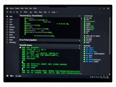 Macro shot of a high-contrast dark-mode software interface showing active data stream lines, green status indicators, and monospaced latency logs.