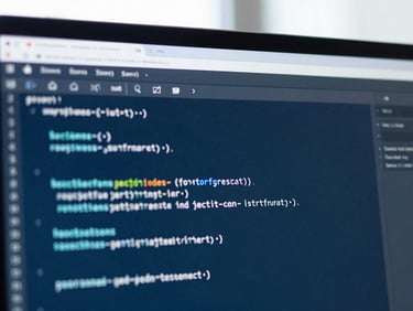 Close-up of clean WordPress code on a screen, bright natural office light, cool blue tones, sharp focus, 35mm