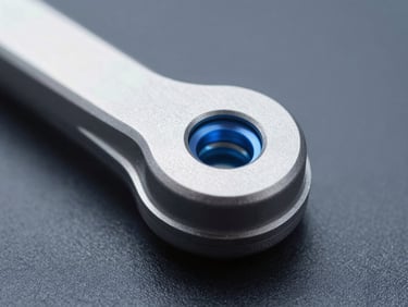 Extreme macro detail of a matte-finish titanium dental sensor head, cool diffused clinical light, subtle electric blue backlighting, sterile slate background.