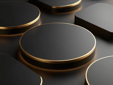 High-end empty boardroom with golden rim-lights casting deep shadows on matte black surfaces, architectural macro crop