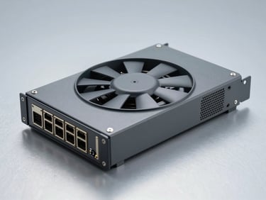 Heavy-duty military grade fanless computer chassis, matte gray finish, technical ports visible, clinical light-gray metallic background, high-precision industrial photography, sharp focus
