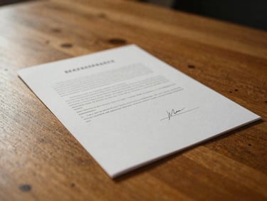 Close-up of a signed bilateral agreement document on a heavy wooden desk, warm natural light, shallow depth of field.