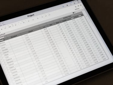 High-fidelity interface mockup of a project ledger sheet, showing real-time construction costs, zero-latency reconciliation columns, sharp technical layout.