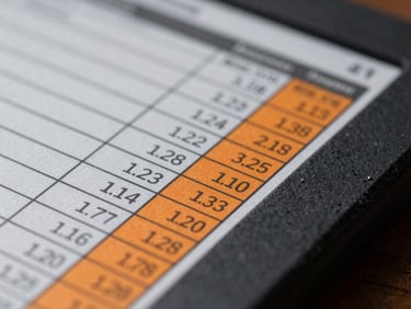 Macro close-up of a high-contrast financial ledger interface, sharp white grid lines on dark slate, safety orange highlights on reconciled balance figures, hard direct light.