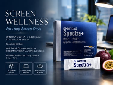 OMNITRAX SPECTRA+ screen wellness sachet for long laptop and phone routines