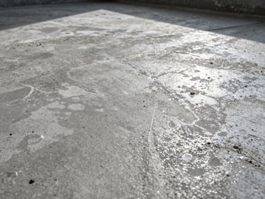 Macro shot of a concrete floor after grind and seal, showing exposed aggregate and a subtle sheen, natural daylight, high-contrast.